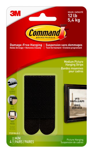 3M COMMAND MEDIUM PICTURE HANGING STRIPS 17201BLK